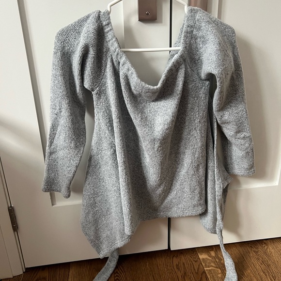 Sabo Skirt Sweaters - Sabo Skirt Off-the-Shoulder Gray Sweater